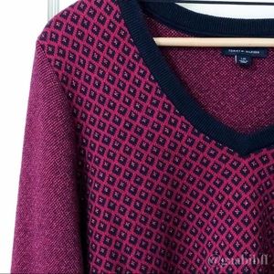 Tommy Hilfiger Sparkle Sweater Wine V-Neck